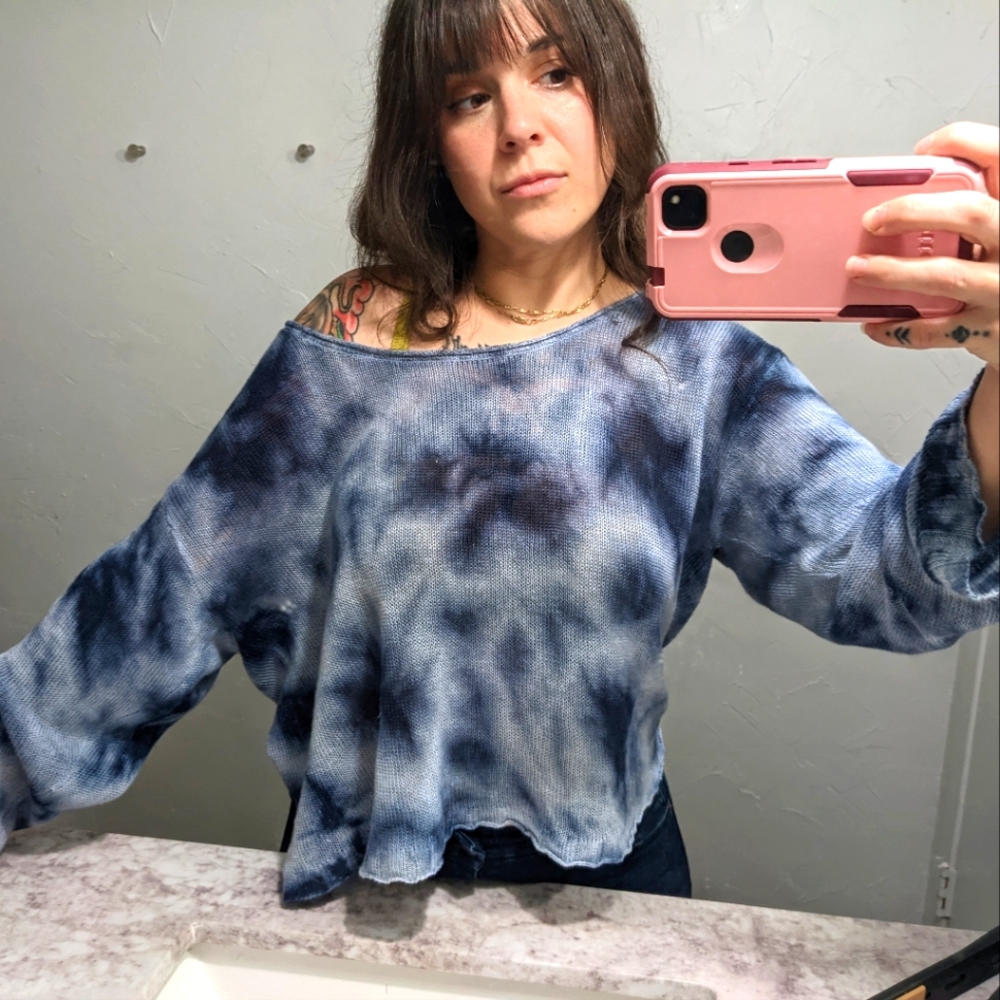 Faherty Knit Light Sweater Long Sleeve Tie Dye Size S/M Oversized